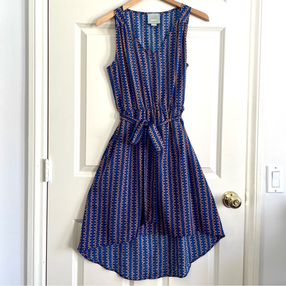 Maeve by Anthropologie High Low Dress in Blue and Orange EUC